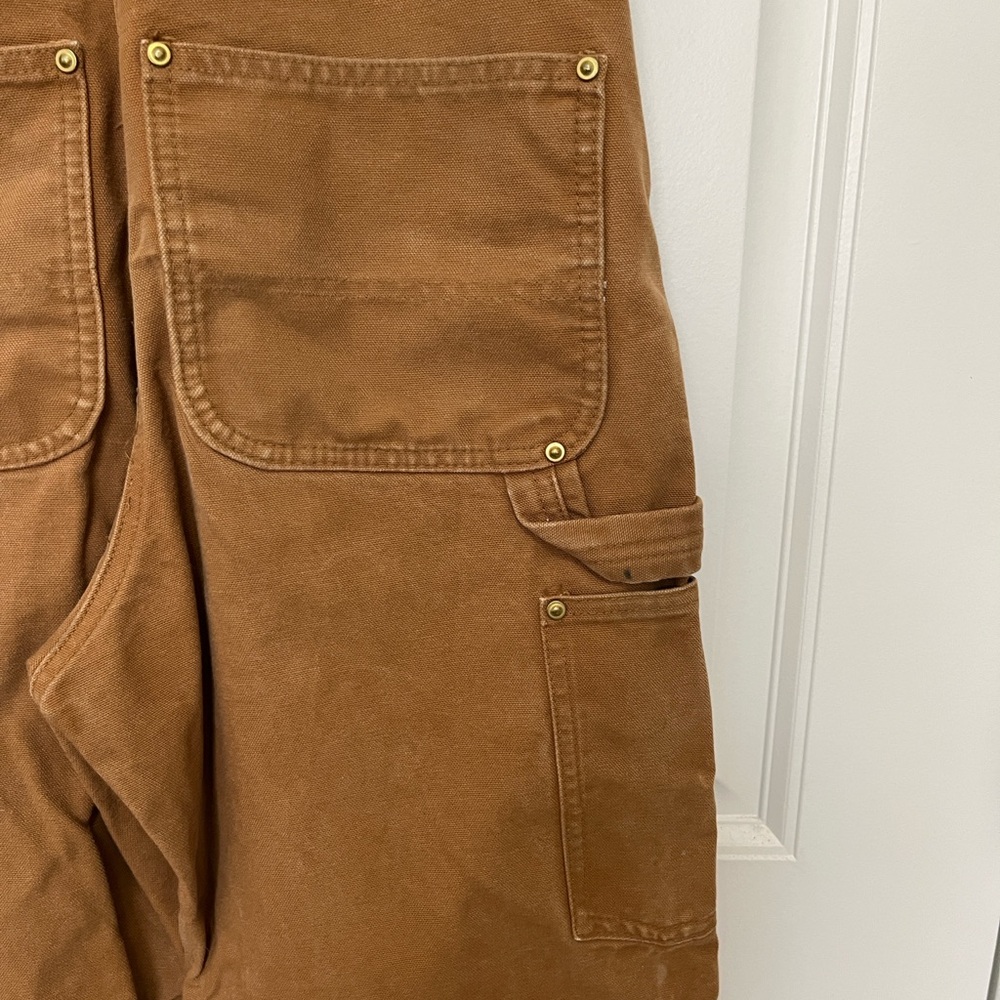 Carhartt Relaxed Fit Bib Overalls 28x30 STAINED SEE PICTURES - Picture 12 of 14